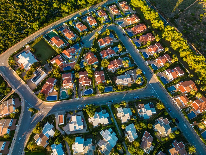 Toma aérea de vecindario en Puebla